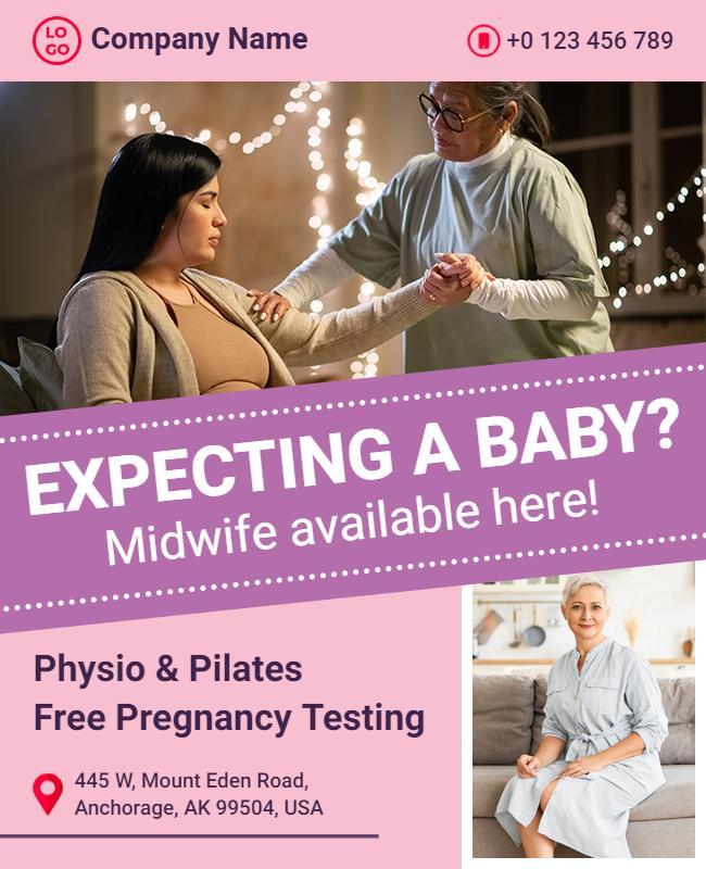 Midwife and Pregnancy Services Promotional Flyer Template