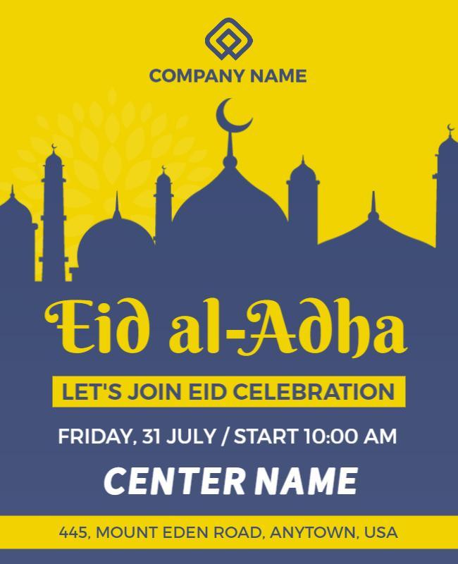 Mikado Yellow Eid Al Adha Poster Template