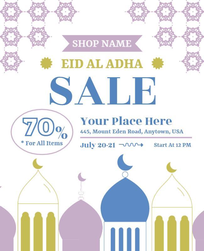 Milk White Eid Al Adha Poster Template