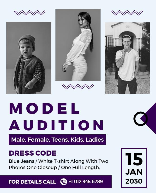 Model Audition Event Announcement Flyer Template