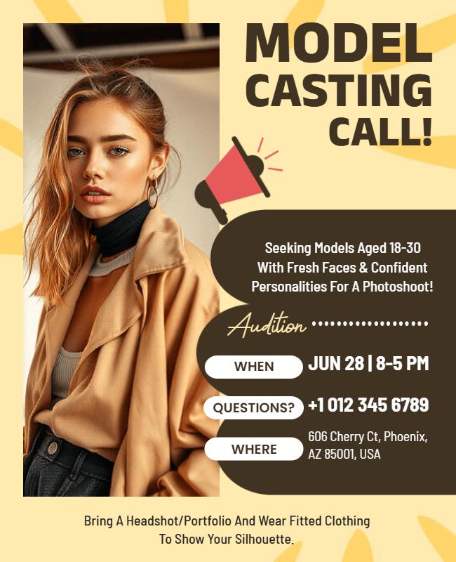 Model Casting Call Audition Flyer Template