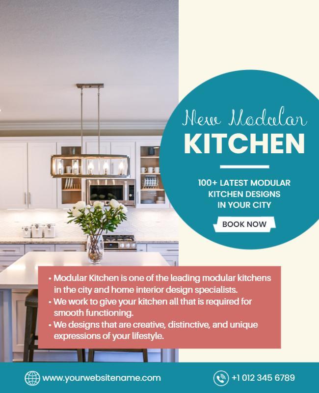 Modern Modular Kitchen Interior Design Flyer Template