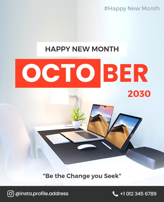 Modern Office Happy New Month Flyer Template