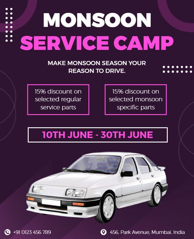 Monsoon Car Service Discount Camp Flyer Template