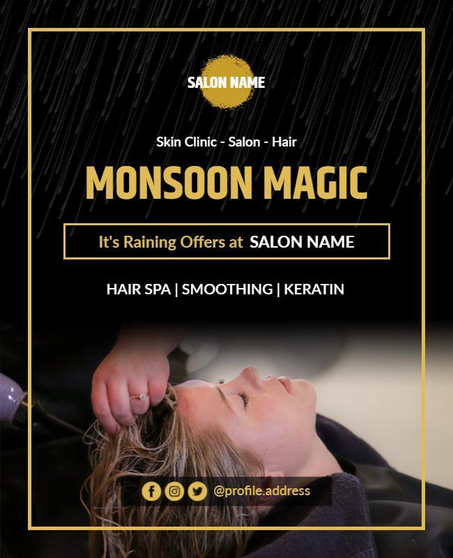 Monsoon Hair Treatment Promotion Flyer Template