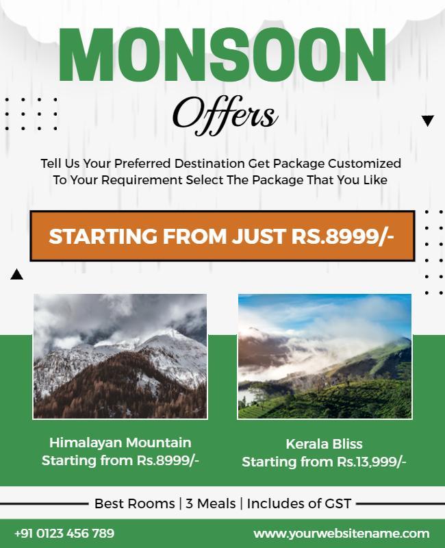 Monsoon Travel Package Deal Flyer Template