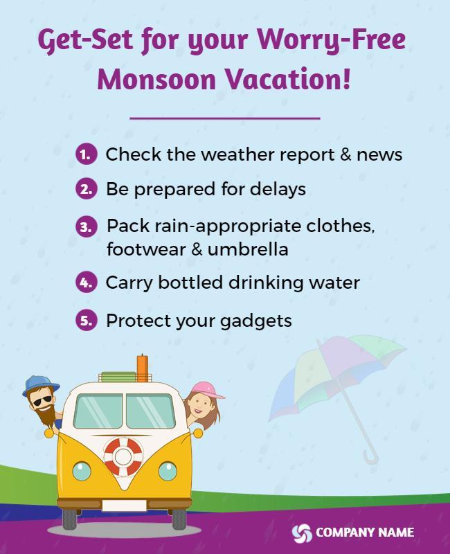 Monsoon Vacation Travel Tips Flyer Template