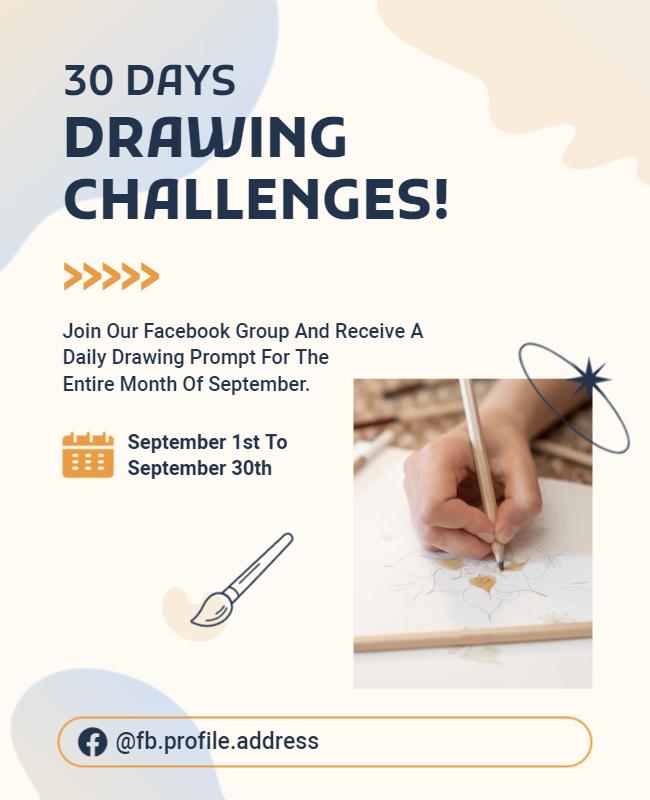 Monthly Drawing Challenge Event Flyer Template