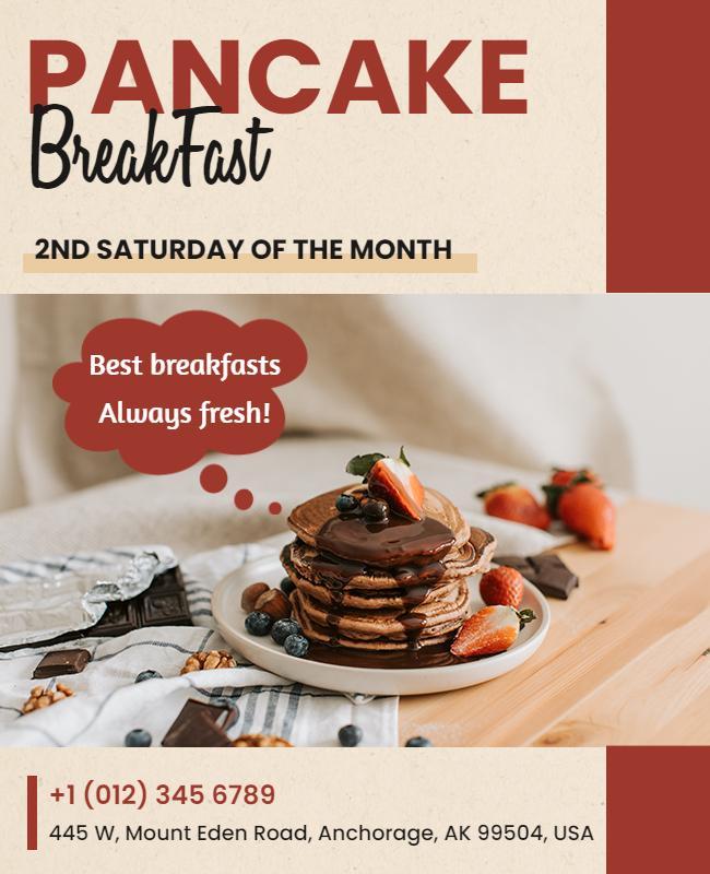 Monthly Pancake Breakfast Event Flyer Template