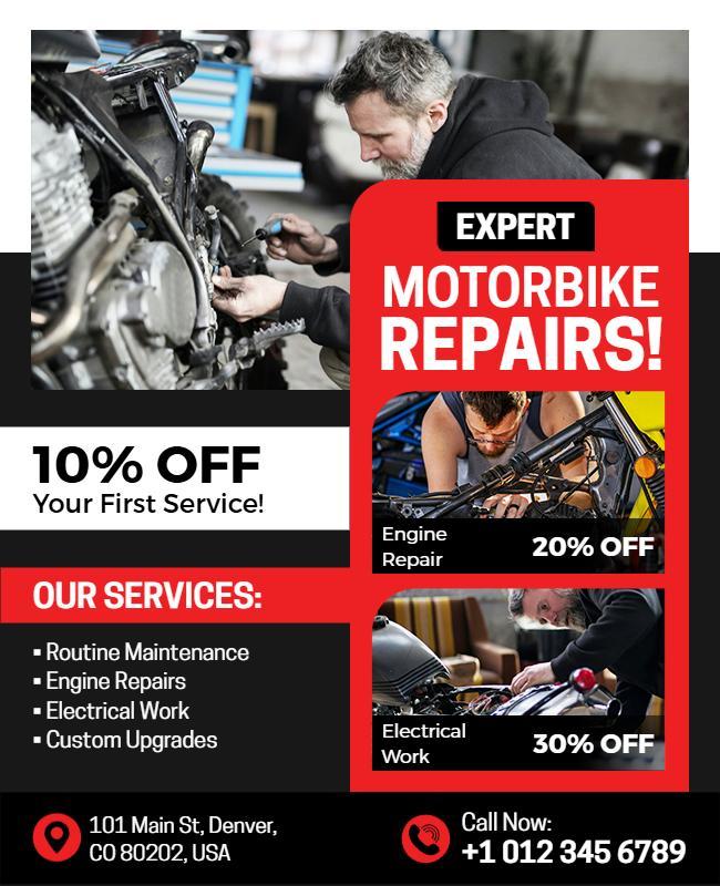 Motorbike Maintenance and Repair Services Flyer Template