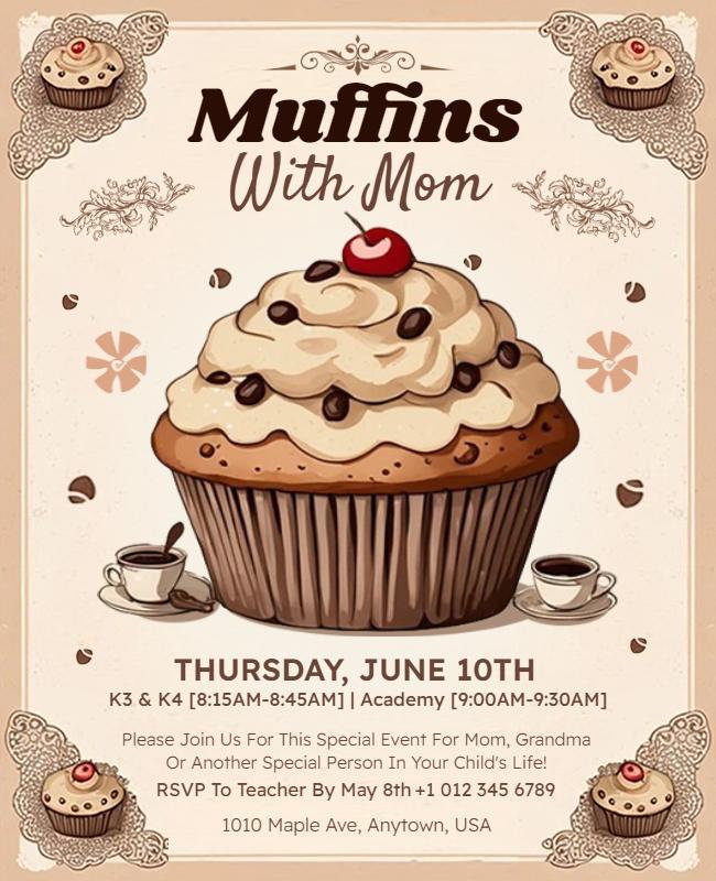 Muffin with Mom Event Invitation Flyer Template