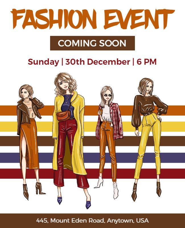 Multi Color Theme Fashion Event Coming Soon Poster Template