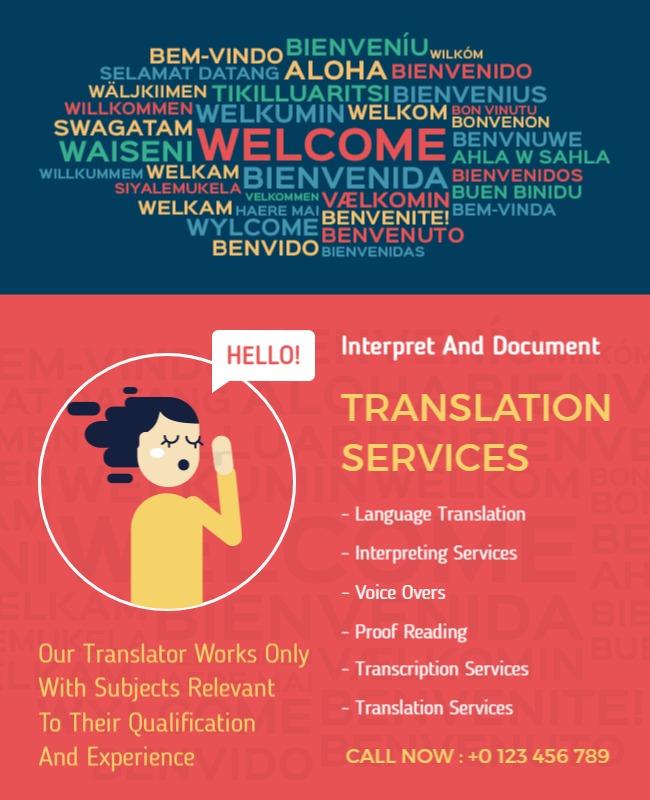 Multilingual Translation Services Advertising Flyer Template