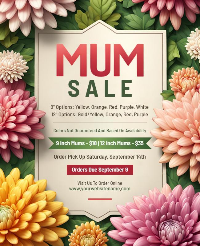 Mum Flower Sale Promotional Flyer Template