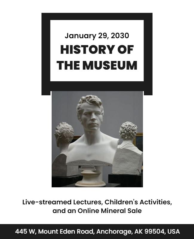 Museum History Event Flyer with Sculpture Visual Template