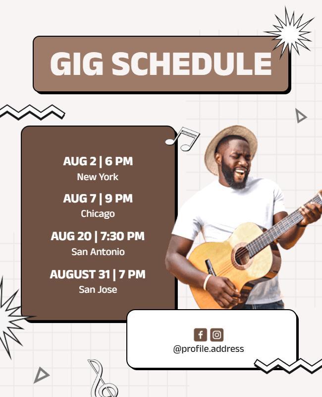 Musician Live Gig Schedule Flyer Template