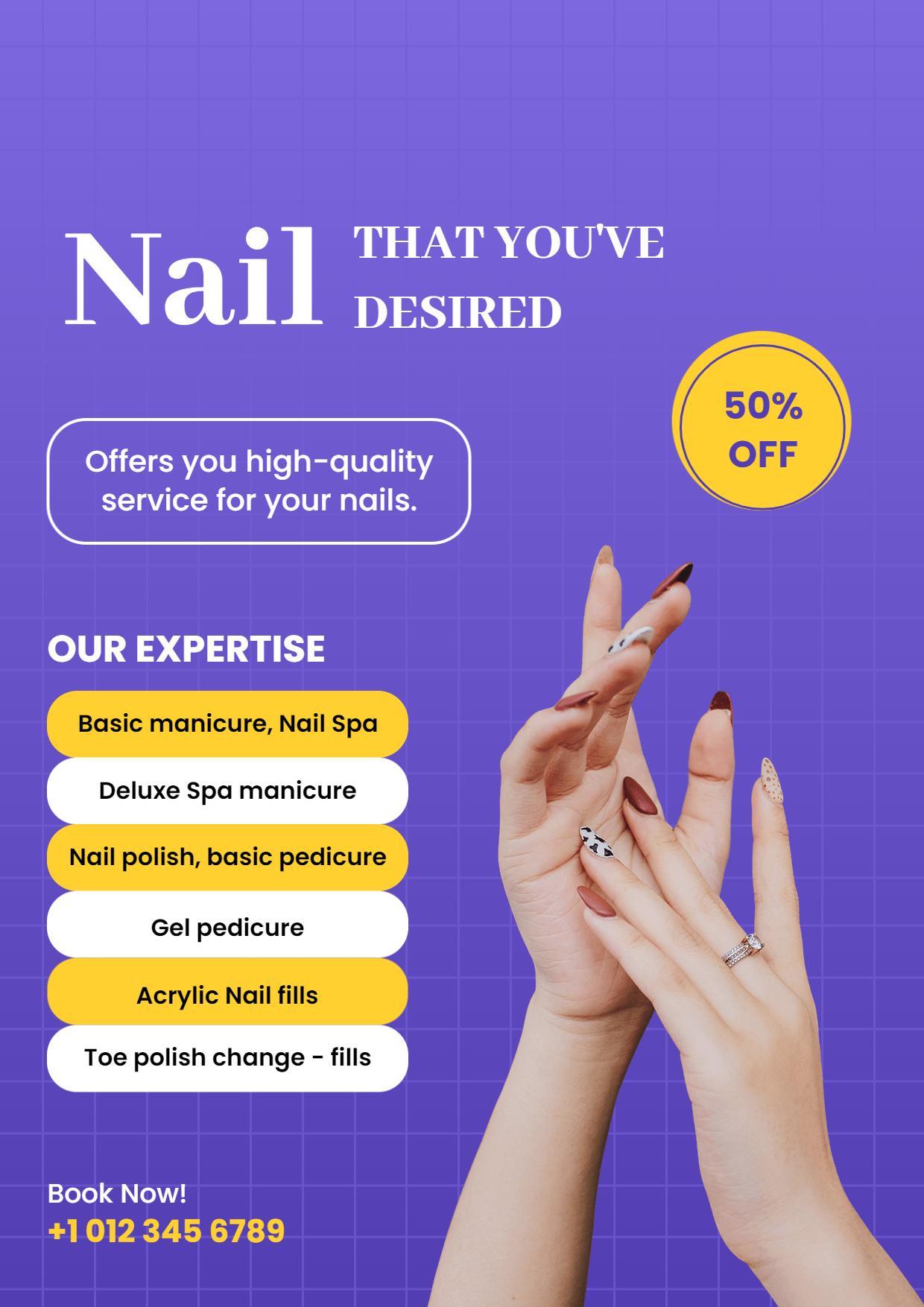 Nail Spa and Manicure Services A4 Flyer Template