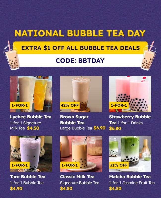 National Bubble Tea Day Promotion Flyer Template