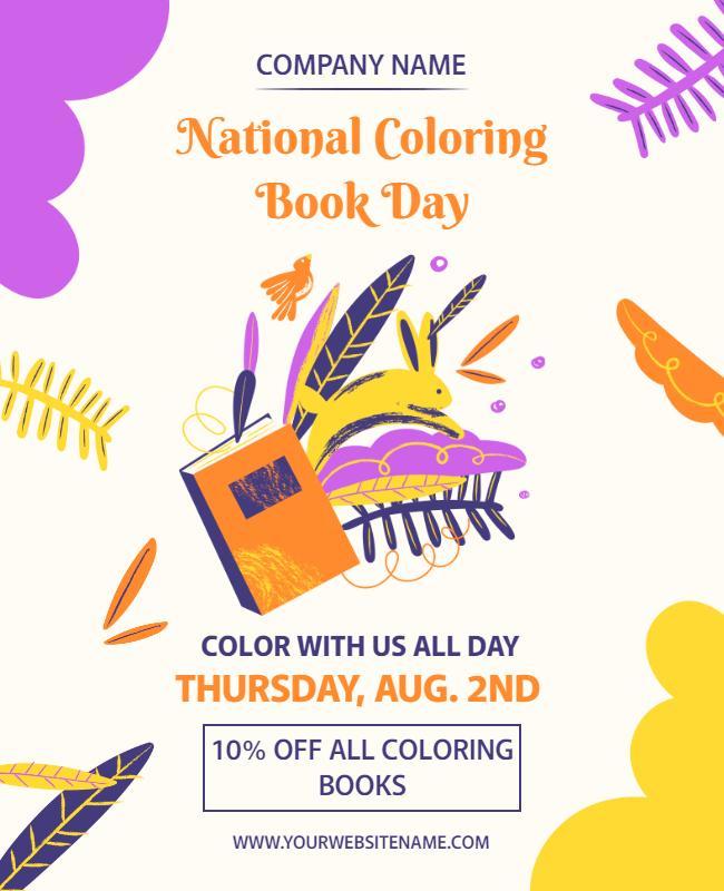 National Coloring Book Day Celebration Flyer Template