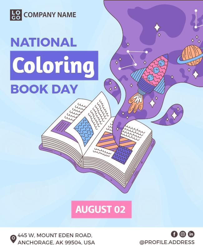 National Coloring Book Day Celebration Flyer Template