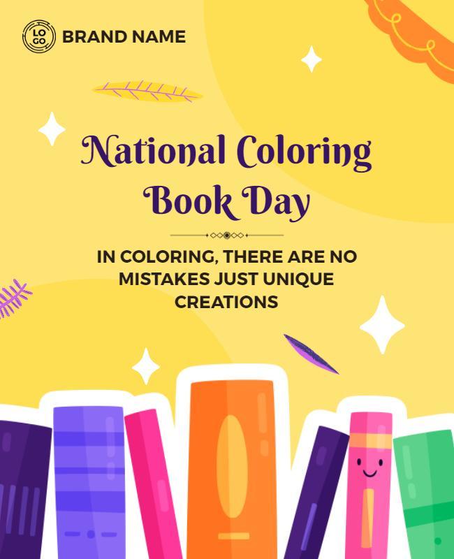 National Coloring Book Day Celebration Flyer Template