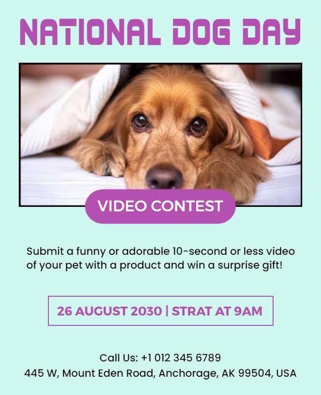 National Dog Day Video Contest Flyer Template