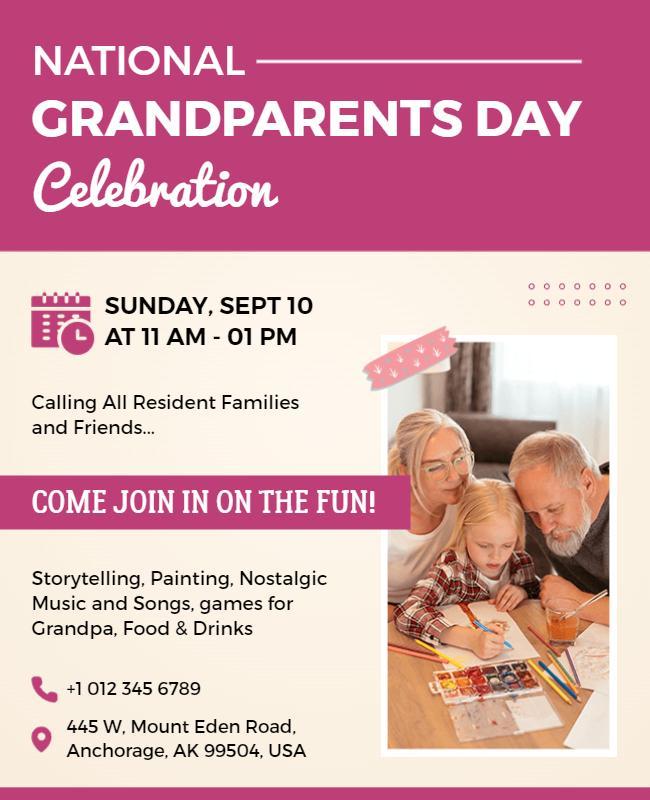 National Grandparents Day Celebration Flyer Template