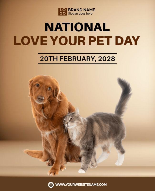 National Love Your Pet Day Celebration Flyer Template