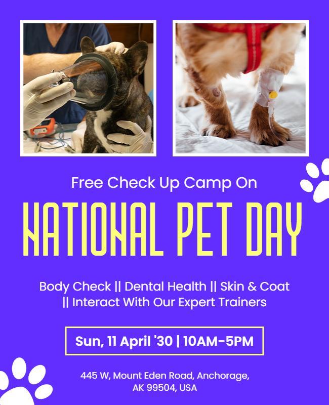 National Pet Day Free Checkup Camp Flyer Template