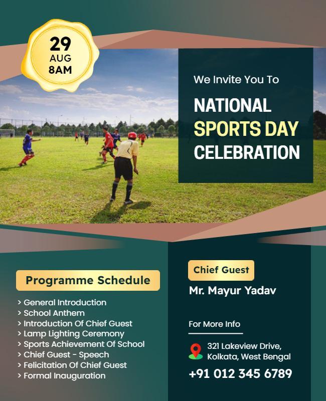 National Sports Day Celebration Event Flyer Template