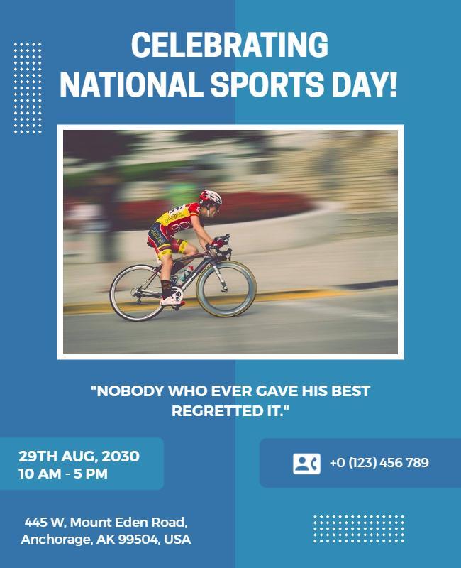 National Sports Day Cycling Event Flyer Template