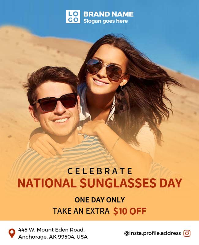 National Sunglasses Day Celebration Flyer Template