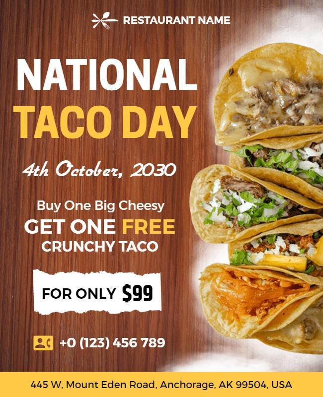 National Taco Day Restaurant Promotion Flyer Template