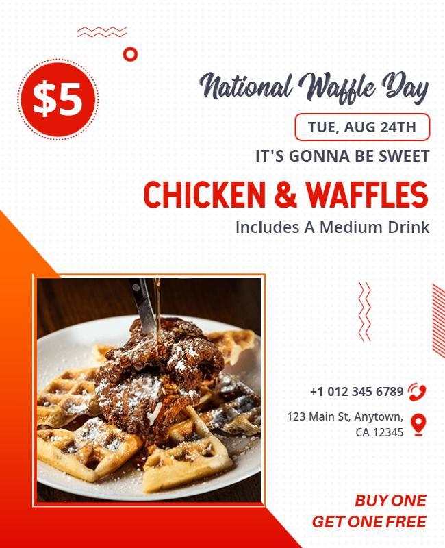 National Waffle Day Special Offer Flyer Template