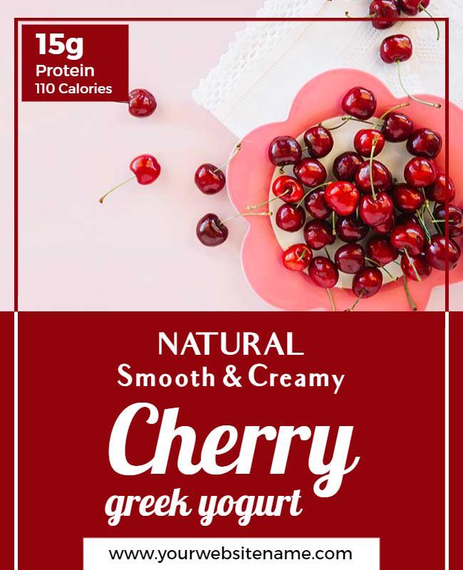 Natural Cherry Greek Yogurt Advertisement Flyer Template