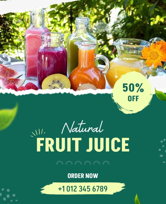 Natural Fresh Fruit Juice Promotion Flyer Template