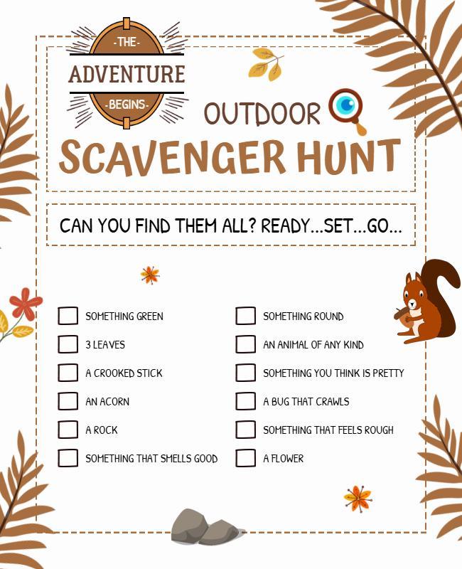 Nature-Themed Scavenger Hunt Activity Flyer Template