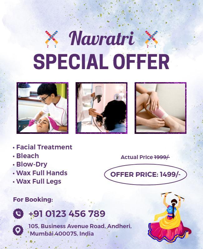 Navratri Beauty Spa Special Offer Flyer Template