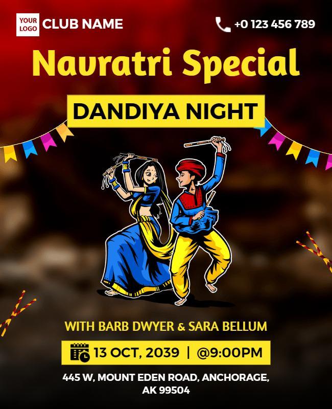 Navratri Dandiya Night Celebration Flyer Template