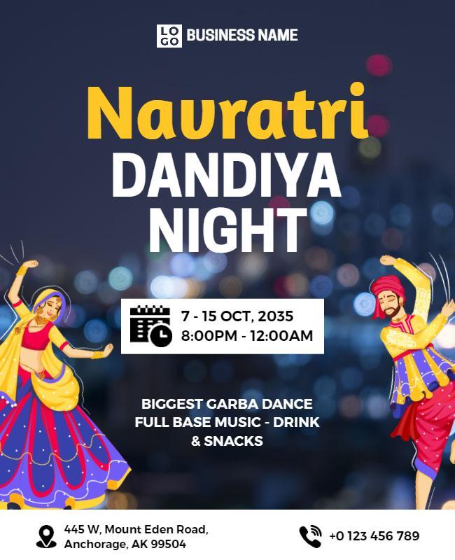 Navratri Dandiya Night Festival Celebration Flyer Template