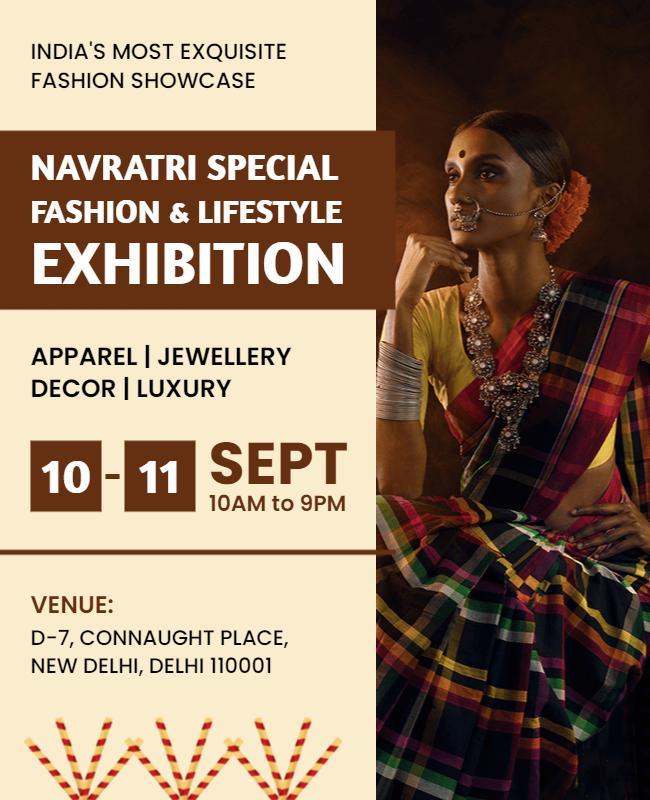 Navratri Fashion and Lifestyle Exhibition Flyer Template