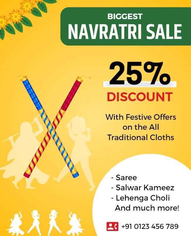 Navratri Festival Sale Discount Flyer Template