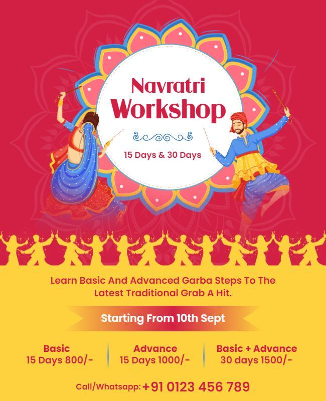 Navratri Garba Dance Workshop Flyer Template