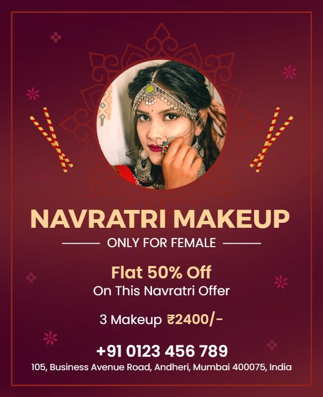 Navratri Makeup Offer Promotional Flyer Template