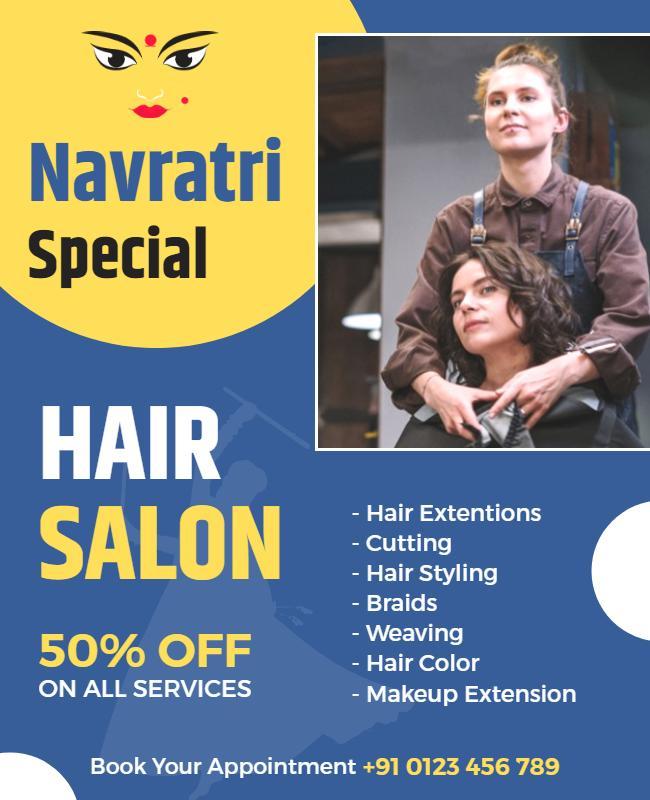 Navratri Special Hair Salon Discount Flyer Template