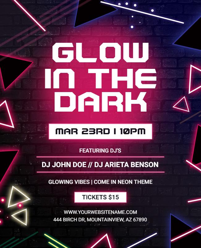 Neon Glow in the Dark Party Flyer Template