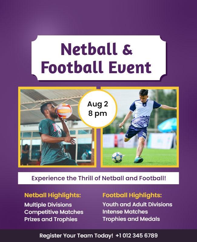 Netball and Football Competition Event Flyer Template