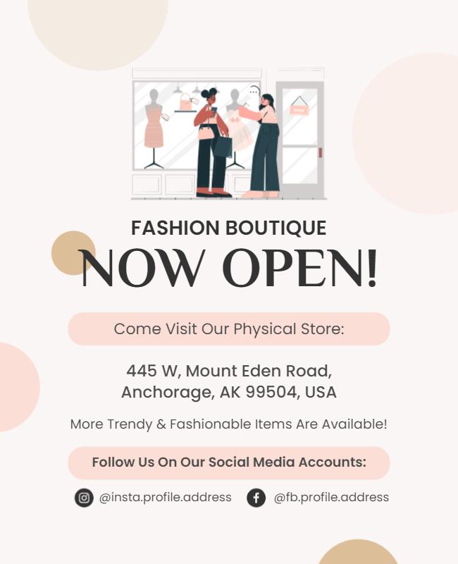 New Fashion Boutique Opening Announcement Flyer Template