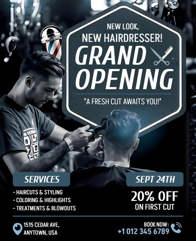 New Hairdresser Grand Opening Flyer Template