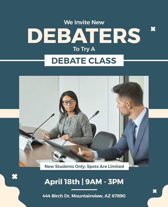 New Student Debate Class Invitation Flyer Template